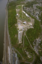 Aerial view, Ehrenbreitstein Fortress, Federal Garden Show 2011 - Koblenz Transforms - 15 April to
