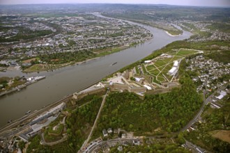 Aerial view, Ehrenbreitstein Fortress, Federal Garden Show 2011 - Koblenz Transforms - 15 April to