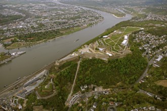 Aerial view, Ehrenbreitstein Fortress, Federal Garden Show 2011 - Koblenz Transforms - 15 April to