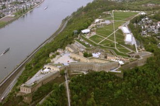 Aerial view, Ehrenbreitstein Fortress, Federal Garden Show 2011 - Koblenz Transforms - 15 April to