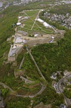 Aerial view, Ehrenbreitstein Fortress, Federal Garden Show 2011 - Koblenz Transforms - 15 April to
