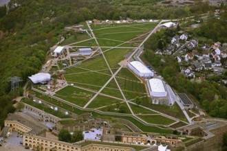 Aerial view, Ehrenbreitstein Fortress, Federal Garden Show 2011 - Koblenz Transforms - 15 April to
