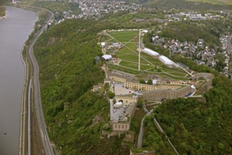 Aerial view, Ehrenbreitstein Fortress, Federal Garden Show 2011 - Koblenz Transforms - 15 April to