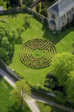 Circle labyrinth at Steinfeld Monastery, monastery in Kall, Benedictine Abbey, Kall, Eifel, North