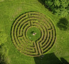 Circle labyrinth at Steinfeld Monastery, monastery in Kall, Benedictine Abbey, Kall, Eifel, North