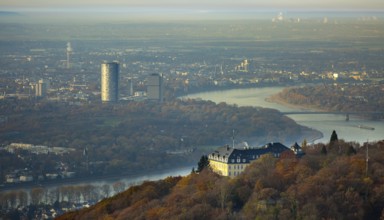 Bundesgästehaus Hotel Petersberg against the backdrop of Bonn, Königswinter, Siebengebierge between