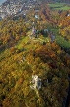 Castle ruins Drachenfels and Schloss Drachenburg, Bad Honnef, Siebengebierge between Königswinter