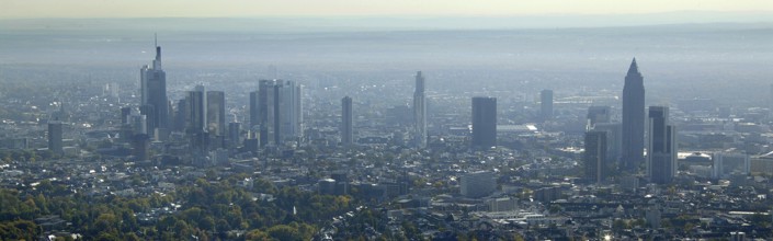 Frankfurt, skyline, skyscrapers, Deutsche Bank, DEU Germany Germany, Europe, aerial view,