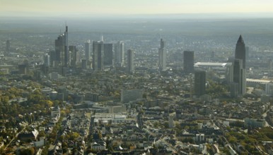 Frankfurt, skyline, skyscrapers, Deutsche Bank, DEU Germany Germany, Europe, aerial view,