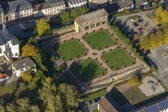 Orangery Lange Bau with remains of the castle, Blieskastel, Saarland, Germany, Europe, aerial view,