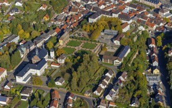 Castle church, Blieskastel, Saarland, Germany, Europe, aerial view, birds-eyes view, aerial