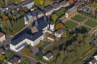Castle church, Blieskastel, Saarland, Germany, Europe, aerial view, birds-eyes view, aerial