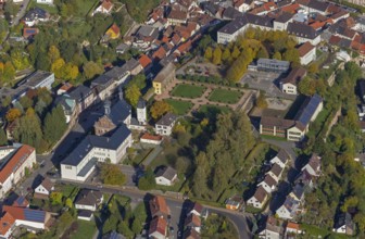 Castle church, Blieskastel, Saarland, Germany, Europe, aerial view, birds-eyes view, aerial