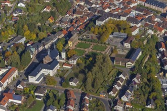 Castle church, Blieskastel, Saarland, Germany, Europe, aerial view, birds-eyes view, aerial