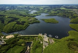 Sailing boat jetty near the dam wall, Rurstausee, Rurtalsperre Schwammenauel second largest