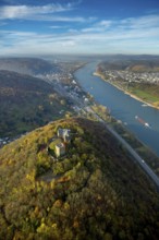 Rheineck Castle in the Rhine Valley, Rhine, autumn foliage, Bad Breisig, Ahrweiler district,