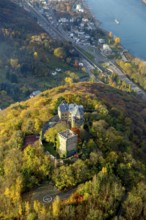Rheineck Castle in the Rhine Valley, Rhine, autumn foliage, Bad Breisig, Ahrweiler district,