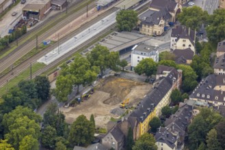 Aerial view, construction site for new hotel building on Bergerstraße at the main railway station