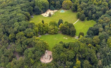 Aerial view, forest area and recreation area Hohenstein with the children's playground and