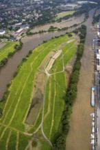 Aerial photo, Ruhr flood, flooding, Speldorf, Mülheim an der Ruhr, Ruhr area, North