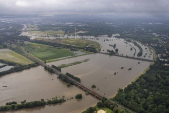 Aerial photo, Ruhr flood, flooding, Styrum - South, Mülheim an der Ruhr, Ruhr area, North
