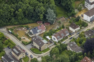 Aerial photo, Lennehochwasser, Hohenlimburg, Hagen, Ruhr area, North Rhine-Westphalia, Germany, DE,