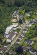 Aerial photo, Lennehochwasser, Hohenlimburg, Hagen, Ruhr area, North Rhine-Westphalia, Germany, DE,