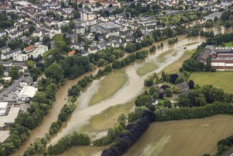 Aerial photo, Lennehochwasser, Hohenlimburg, Hagen, Ruhr area, North Rhine-Westphalia, Germany, DE,