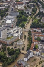 Aerial view, flood, floods, medium-sized town, Hagen, Ruhr area, North Rhine-Westphalia, Germany,