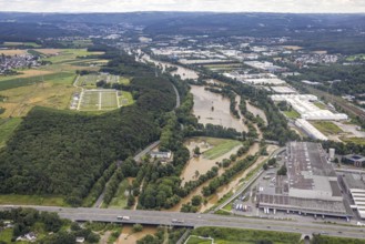 Aerial photo, Lennehochwasser, Boele, Hagen, Ruhr area, North Rhine-Westphalia, Germany, DE,