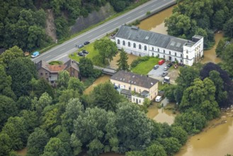Aerial photo, Lennehochwasser, Boele, Hagen, Ruhr area, North Rhine-Westphalia, Germany, DE,