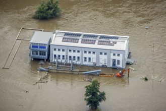 Aerial photo, Ruhr flood, flooding, Stiepel, city limits Bochum Hattingen, Ruhr area, North