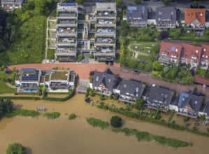 Aerial photo, Ruhr flood, flooding, Hattingen, Ruhr area, North Rhine-Westphalia, Germany, DE,