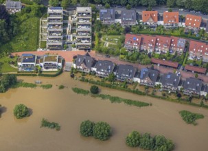 Aerial photo, Ruhr flood, flooding, Hattingen, Ruhr area, North Rhine-Westphalia, Germany, DE,