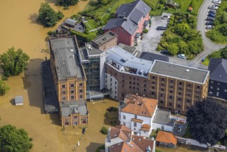 Aerial photo, Ruhr flood, flooding, Hattingen, Ruhr area, North Rhine-Westphalia, Germany, DE,