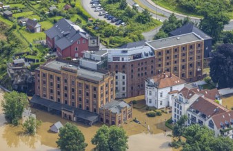 Aerial photo, Ruhr flood, flooding, Hattingen, Ruhr area, North Rhine-Westphalia, Germany, DE,