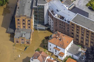 Aerial photo, Ruhr flood, flooding, Hattingen, Ruhr area, North Rhine-Westphalia, Germany, DE,