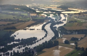 Aerial photo, Ruhr flood, flooding, Saarn, Mülheim an der Ruhr, Ruhr area, North Rhine-Westphalia,