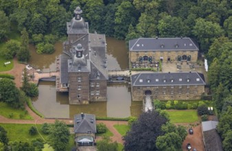 Aerial photo, Ruhr flood, flooding, Kettwig, Essen, Ruhr area, North Rhine-Westphalia, Germany, DE,