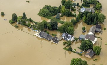 Aerial photo, Ruhr flood, flooding, Dahlhausen, Bochum, Ruhr area, North Rhine-Westphalia, Germany,
