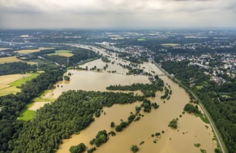 Aerial photo, Ruhr flood, flooding, Ruhr between Hattingen and Bochum, Hattingen, Ruhr area, North