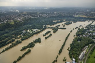 Aerial photo, Ruhr flood, flooding, Horst, Essen, Ruhr area, North Rhine-Westphalia, Germany, DE,