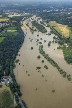 Aerial photo, Ruhr flood, flooding, Winz, Hattingen, Ruhr area, North Rhine-Westphalia, Germany,