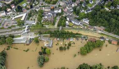 Aerial photo, Ruhr flood, flooding, Dahlhausen, Bochum, Ruhr area, North Rhine-Westphalia, Germany,