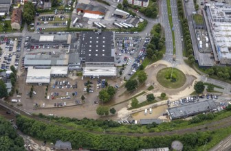 Aerial photo, flood, flood, Vorhalle, Hagen, Ruhr area, North Rhine-Westphalia, Germany, DE,