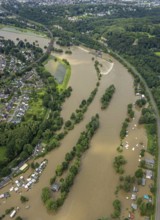 Aerial photo, Ruhr flood, barrage Witten, flooding, Annen, Witten, Ruhr area, North