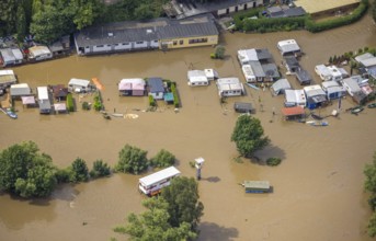 Aerial photo, Ruhr floods, flooding, Annen, Witten, Ruhr area, North Rhine-Westphalia, Germany, DE,