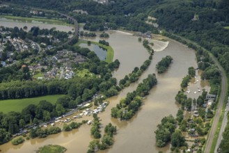 Aerial photo, Ruhr floods, flooding, Annen, Witten, Ruhr area, North Rhine-Westphalia, Germany, DE,