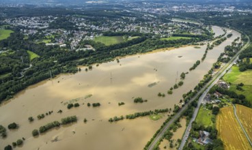 Aerial photo, Ruhr floods, flooding, weather, Ruhr area, North Rhine-Westphalia, Germany, Herdecke,