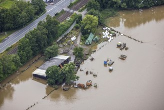 Aerial photo, Ruhr floods, flooding, weather, Ruhr area, North Rhine-Westphalia, Germany, Herdecke,